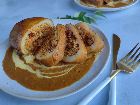 Stuffed Squid with Coconut Curry Sauce